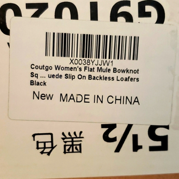 Coutgo Black Bow Knot Square Closed Toe Quilted Faux Suede Flat Mules Size 5.5 - Picture 9 of 9